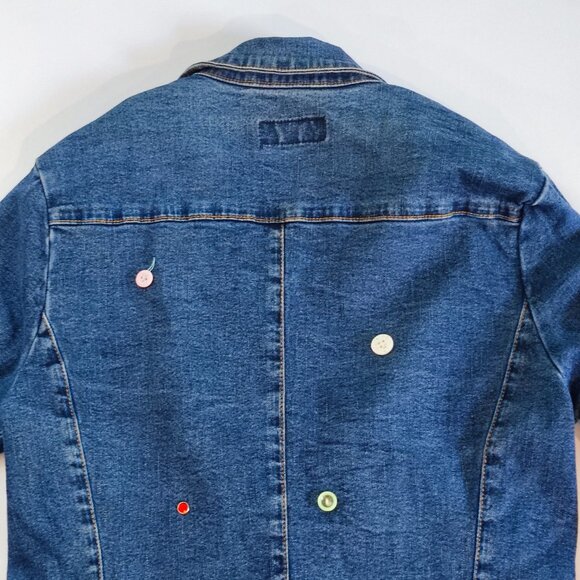 Industry Supply Co. jean jacket handmade decorated blue women's size L/31 - Picture 4 of 13
